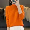 Suéter de tricô paraquedas com gola semi-alta, sem costuras e confortável, design de gola único, versátil para o outono e inverno no trajeto para o trabalho