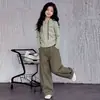 Conjunto de Dos Piezas de Cárdigan de Punto con Capucha para Niñas Primavera y Otoño 2026, Atuendo Elegante Casual con Pantalones Curvos para Niñas Mayores en Otoño