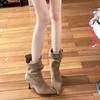 ¡Dios mío!! Botas Holgadas Adelgazantes con Tacones Finos, Tacones Altos, Botas de Media Pantorrilla, Botines Cortos Fruncidos