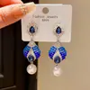 Pendientes de Borla de Cristal de Resina Incrustados de Diamantes con Forma de Rombo Lujo Accesible Ganchos de Oreja de Gama Alta Moda Personalizable Pendientes Versátiles para Mujer