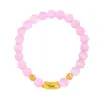 Pulsera de Gato Baguette Linda con Piedra Ojo de Gato Rosa y Artesanía Antigua Chapada en Oro, Diseño Único, Cuentas que Atraen Riqueza y Giran la Fortuna