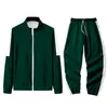 Suéter de otoño con cuello alto y cremallera para deporte (número nuevo) X-O estampado verde oscuro