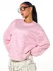 Camiseta de manga larga a rayas de bloques de color, superventas transfronteriza europea y americana para mujer, cuello redondo, hombros caídos, corte holgado, estilo corto, top básico casual
