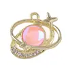 Anillo Planetario de Estrella a la Moda y Versátil Incrustado con Diamantes, Accesorios de Joyería de Aleación, Pendientes para Mujer de Temperamento de Lujo Ligero, Accesorios para DIY