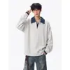 Camisa polo de bloques de color estilo americano para hombre, nueva colección otoño 2026, marca de moda, con diseño de dos piezas falso, top casual