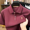 Camisa polo para hombre transfronteriza, algodón puro mercerizado, bordada, cuello camisero, transpirable de verano, camiseta de manga corta de lujo ligero, venta al por mayor de fabricante