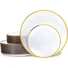 Plato de Cena de Plástico Retro Europeo Borde Dorado Texturizado Plato Cuadrado Plato para Filete y Ensalada Plato Transparente con Borde Dorado Plato de Postre Amazon