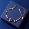 Pulsera con Forma de Corazón 'Te Amo' en 100 Idiomas para Mujer Versión Coreana Simple Elegante Joyería Pulsera para Recuerdo de Amor de Celebridad de Internet