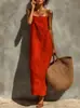 Vestido Longo Boho Quadrado de Cor Sólida com Alças - Estilo Férias - Estação Independente Amazon Transfronteiriça Verão 2026