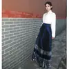 Traje de Viagem para a Cidade Proibida de Pequim para Viagem de Feriado Nacional à Cidade Antiga de Xi'An: Camisa Hanfu + Meia-Saia Estampada