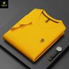 Pissen Camisa bordada de algodão mercerizado respirável de gola redonda para jovens, fina, de verão, masculina, top de manga curta para homens