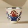 Fábrica 999 Plata Dorada Buda Sentado Loto Taza de Té Taza Maestra Taza de Té de Cerámica Taza de Té Kung Fu de Alta Gama Taza Individual