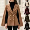 Casaco de Lã Europeu de Botão Duplo Acinturado Feminino Outono Inverno Nova Moda Elegante Curto Capa Terno Top