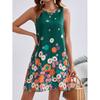 Toma Real de Exportación Spot Transfronteriza 1688 Aliexpress Vestido Europeo y Americano sin Mangas Cuello Redondo Estampado Floral