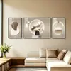 Pintura decorativa triptíco moderna de luxo leve para sala de estar, pintura de parede de alta qualidade com padrão de pedra para parede de fundo de sofá, grande arte de parede