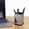 Contenedor de bolígrafos de papelería de oficina de color galvanizado creativo con base de haya para escritorio de oficina, estudiante, almacenamiento de papelería de escritorio, contenedor de acabado para bolígrafos
