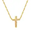 Collar de Cadena para Clavícula de Acero Inoxidable 18K con Colgante de Cruz de Lujo Accesible Transfronterizo Europeo y Americano Elemento Clásico Simple