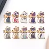Encantadores y Lindos Pendientes de Gato con Diseño de Impresión de Aleación Esmaltada Accesorios DIY Colgante Llavero Cadena para Teléfono