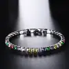 Pulsera de zirconia con diamantes completos 4.0, venta directa del fabricante, cadena de tenis simple y colorida, pulsera de tenis transfronteriza con diamantes