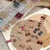 Gravata Borboleta Kt Estampa de Leopardo Decorações Misturadas Item Quente de Celebridade da Internet Resina Maillard Laço Plano 3D Decoração com Strass para Unha