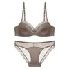 Conjunto de sutiã e calcinha de renda fina e lisa estilo francês, feminino, minimiza seios grandes, previne flacidez e proporciona sustentação, adequado para o outono