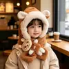 Bufanda Sombrero de Peluche de Dibujos Animados para Niños Otoño e Invierno Orejera Linda Integrada Sombrero de Bebé Cálido Sombrero de Muñeca Súper Lindo Resistente al Viento