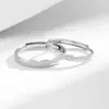 Par de Anéis de Casal Ondulados Escovados em Prata de Lei S925 Estilo Coreano Nicho Par de Anéis Fashionable Simples Anel Aberto