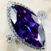 Huajie deseo comercio electrónico transfronterizo fuente nuevo anillo de circonita ojo de caballo morado popular en Europa y Estados Unidos joyería de compromiso femenina
