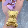 Llavero de Oso de Oro Puro 999 Lindo Dibujo Animado Cadena para Teléfono Móvil Bolso Colgante para Pareja Colgante para Coche Oro Shuibeijin