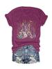 Camiseta de verano para mujer de Amazon Europa y Estados Unidos con estampado de flores y plantas, cuello redondo, manga corta, informal, de moda, con explosión de comercio exterior
