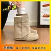 Suela suave con falda muestra figura esbelta y aumenta altura Botines coreanos de pierna estrecha Botas retro versátiles francesas de suela gruesa Novedad Otoño 2025