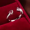 Suministro Exclusivo Transfronterizo de Anillos Modernos de Nuevo Estilo con Diseño de Doble Corazón para Niñas, Anillos Abiertos Ajustables de Cobre en Stock