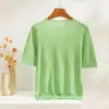 Nova Camisa de Malha Feminina com Gola Redonda, Imitação de Lã, Manga Curta, Solta, Casual, Simples, Versátil, Top Fino de Meia-Manga
