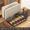 Set de Té Kung Fu de Viaje de Arena Púrpura Set Pequeño Bolsa Portátil Tetera Simple para el Hogar Regalo para Exteriores Logo
