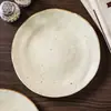 Plato de Gres Japonés Plato Plano Hogareño Plato Retro Plato al por Mayor Plato para Cena de Forma Especial Vajilla Plato Occidental para Bistec Pasta