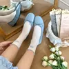 Songmu Songmu "Calcetines Suaves sin Costuras de Lazo para Mujer Estilo Coreano Ins Primavera/Verano Malla Fina Algodón Calcetines de Apilamiento"