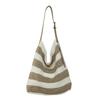 Bolso de Paja Rayado de Gran Capacidad para Mujer 2025 Verano Nuevo Bolso de Hombro para Playa Viaje Marítimo Bolso Tote Bandolera