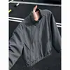 Jaqueta Masculina Cruzada Estilo Primavera e Outono, Gola Alta Americana, Design Fino, Tendência, Solta, À Prova de Vento para Uso Externo, Versátil, Casual