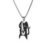 Venta caliente transfronteriza lindo caricatura acero inoxidable samurái negro gatito collar de goteo diseño de nicho colgante al por mayor