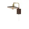 Lámpara de Pared para Casa de Huéspedes Estilo Wabi-Sabi de Madera de Nogal Vintage, Lámpara Totalmente de Cobre con Interruptor de Cordón Giratorio, Lámpara de Pared Retro para Pasillo, Mesita de Noche, Escaleras