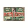 2024 Novo Logotipo Americano de Metal Estanho de Garagem Estilo Industrial Parede de Fundo para Oficina Automotiva Pintura Decorativa Suspensa Sem Moldura