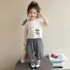 Conjunto Feminino 2026 Novo Estilo Coreano Moda Xadrez Florido Conjunto de Duas Peças para Meninas Jovens Roupa de Verão