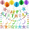 Decoraciones para Fiesta de Cumpleaños Infantil de Amazon Adornos Colgantes Espirales de Estrella Banners Bolas de Panal Serpentinas Flores de Papel Plegables Set de Arreglo