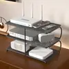 Suporte de armazenamento para roteador WiFi, decodificador de TV, controle remoto, tomada e organizador de cabos para mesa e bancada