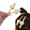 Gato Trevo de Quatro Folhas Fofo Sem Costura Bico de Pato Franja Doce Linha Única Desenho Animado Melhor Amigo Grampo Lateral Acessório de Cabelo