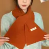 Cachecol de Lã Tricotado Outono e Inverno para Mulheres, Protetor de Pescoço Versátil Estilo Coreano, Cachecol Pequeno Cruzado Quente, Peça de Roupa Externa da Moda