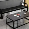 Sofá para Escritório, Sofá Moderno Simples de Ferro para Três Lugares, Sofá para Recepção de Escritório, Conjunto de Mesa de Centro e Mesas