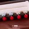 Pendientes Colgantes de Mariposa con Zirconia de Aguja Roja Plateada de Año Nuevo, Exquisito Diseño Versátil, Pendientes de Temperamento de Lujo Ligero para Mujer