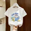 Verano 2026 Ropa de Verano Nueva para Niños Patrón Estampado Camiseta de Manga Corta con Estampado para Niñas Camiseta Linda Elegante de Encaje para Niñas