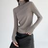 Camiseta Básica de Polar Cepillado de Cuello Alto para Mujer, Adecuada para Primavera y Otoño 2026, Top Ajustado, Color Sólido, Camiseta Sencilla de Manga Larga